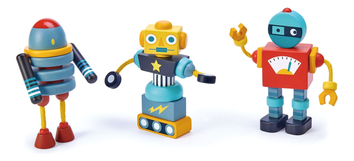 Juguete Robots Tender Leaf Toys Construccion Madera 17 Ps Tx