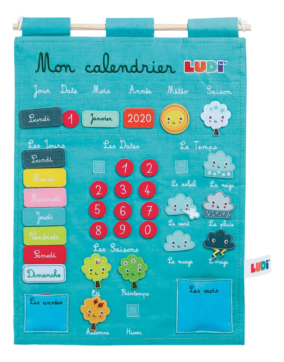 Juego Calendario Infantil Educativo Pared Tela Figuras Ludi