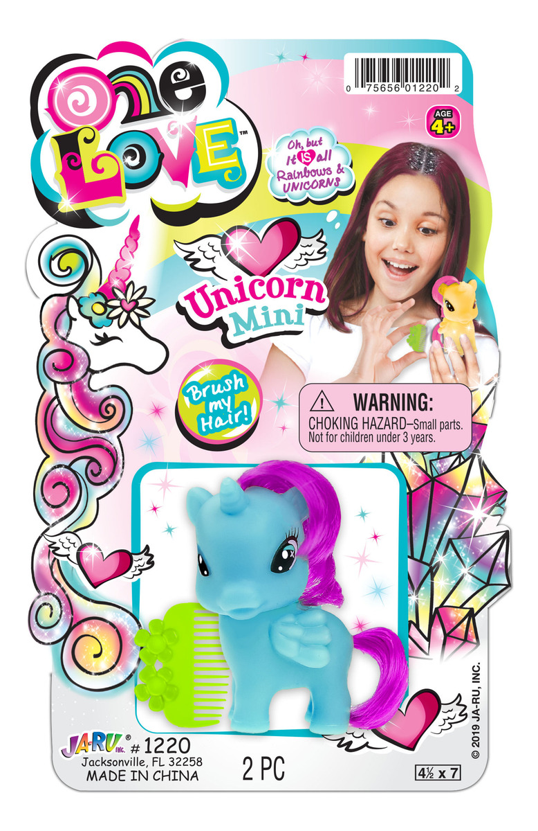 Muñeco Unicornio Mini Pelo + Peine Colores Ja Ru One Love Tx