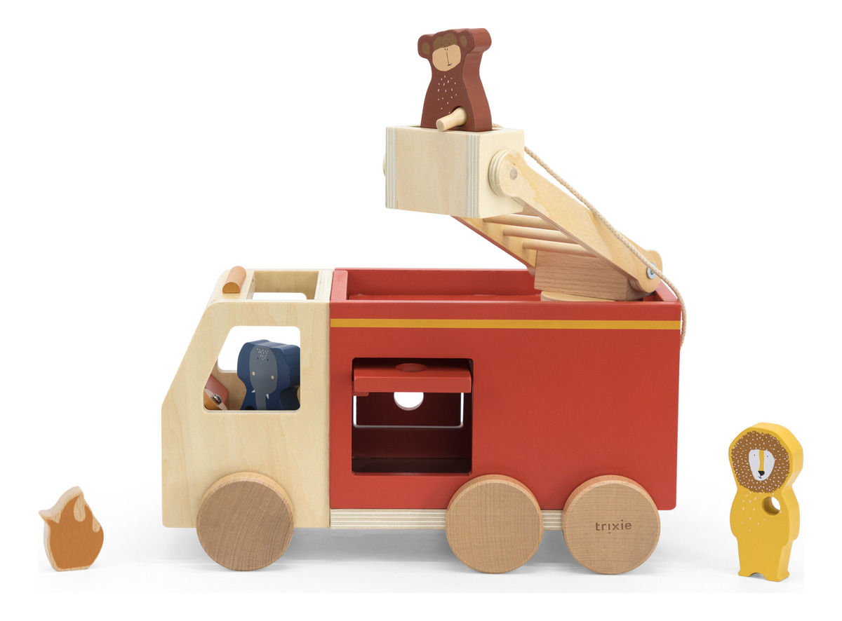 Camión De Bombero Madera Juguete Infantil Autito Trixie Trex