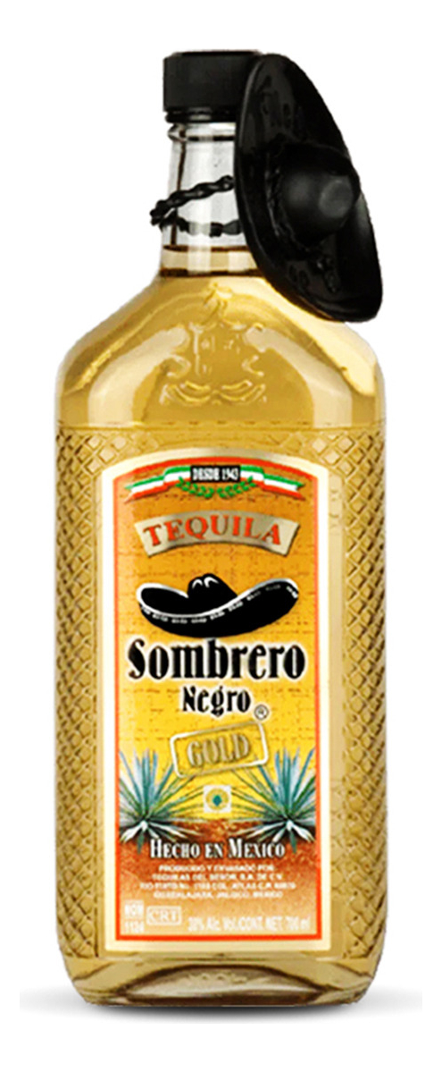 Tequila Gold Oro Botella 750 Sombrero Negro Importado Trex