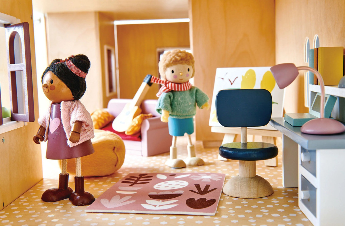 Mueble Estudio Casa Muñecas Tender Leaf Juego Madera Niño Tx