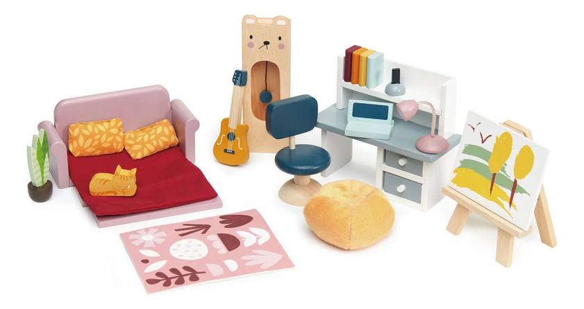 Mueble Estudio Casa Muñecas Tender Leaf Juego Madera Niño Tx