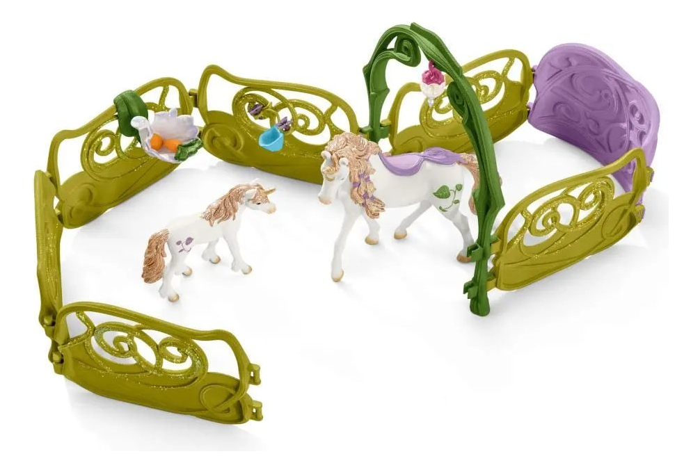 Casa Flores Reluciente Unicornios Lago Establo Schleich Trex