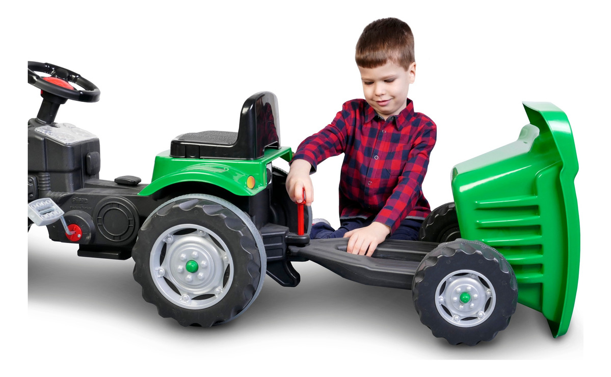 Auto Tractor Con Zorra Remolque Pedal Infantil Niños Pilsan