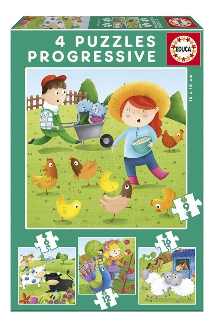 Set Puzzle Granja Rompecabezas Animales Educa Niños Bebes