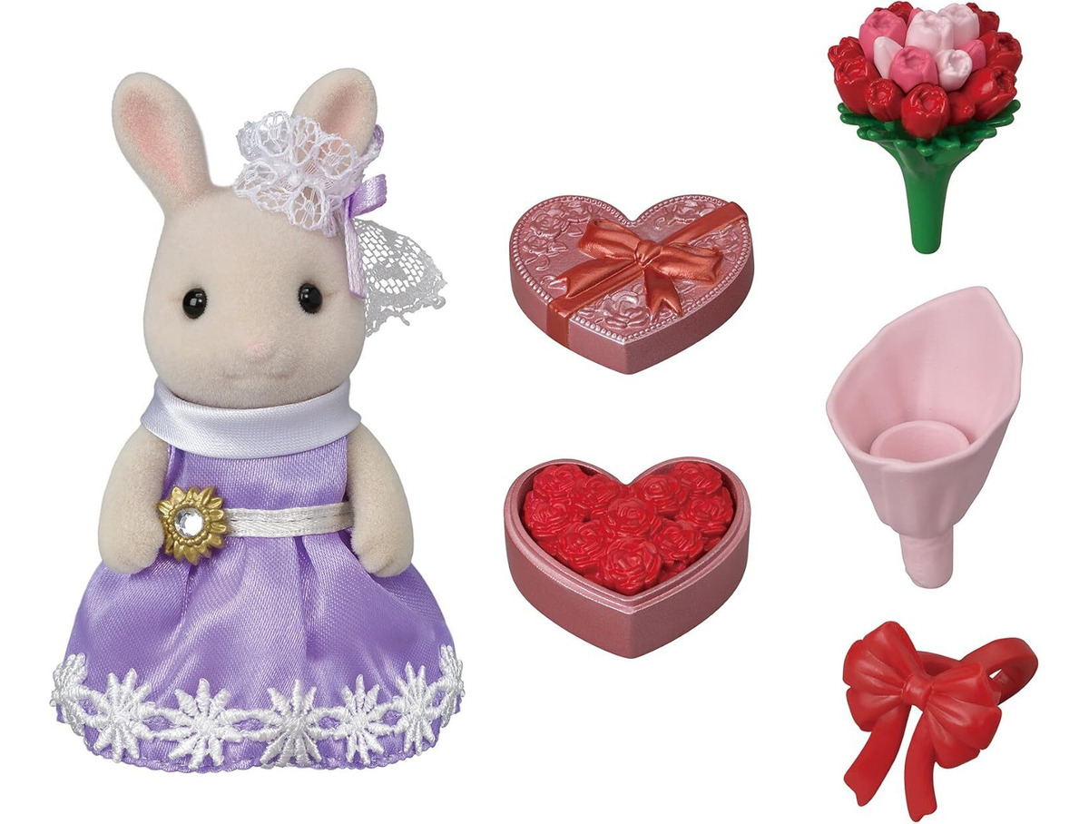 Ternurines Hermana Mayor Conejo Leche Set Flores Sylvanian
