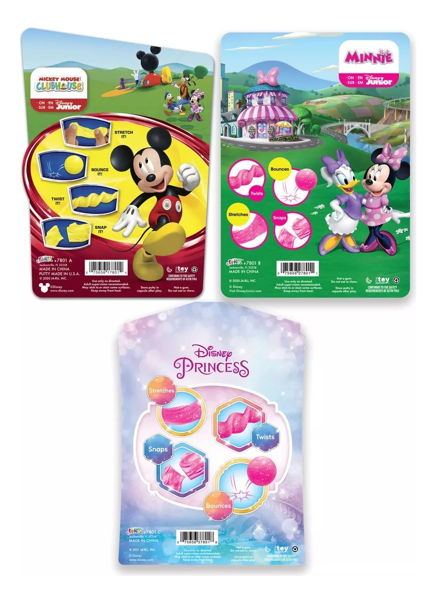 Juego Slime Elástico Antiestres Disney Princesa Mickey Jaru