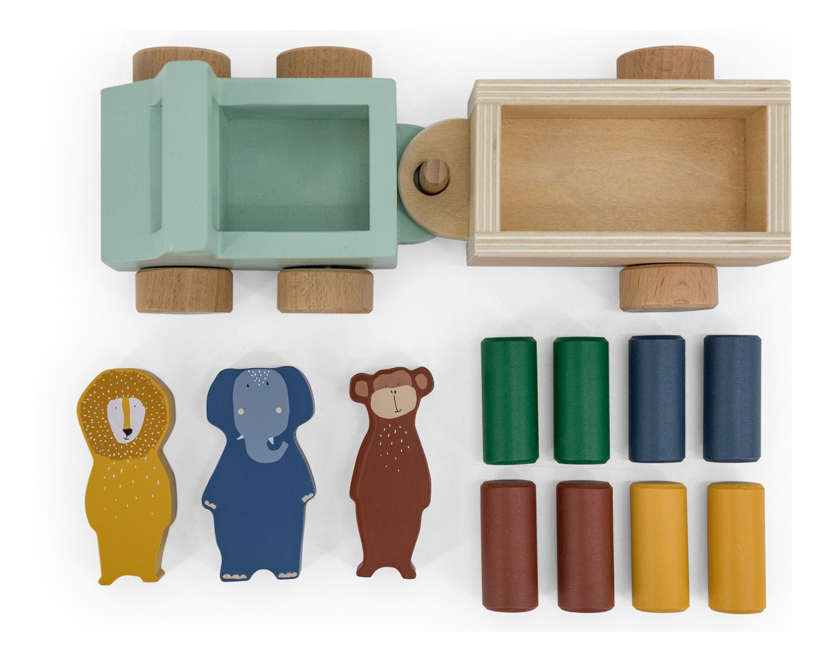 Juego Auto Zorra Coche Madera Remolque Animales Trixie Trex