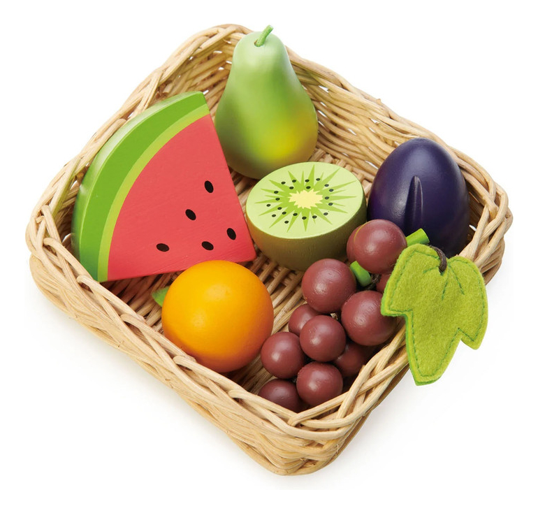 Canasta De Frutas Tender Leaf Delicia Juguete Madera Niño Tx