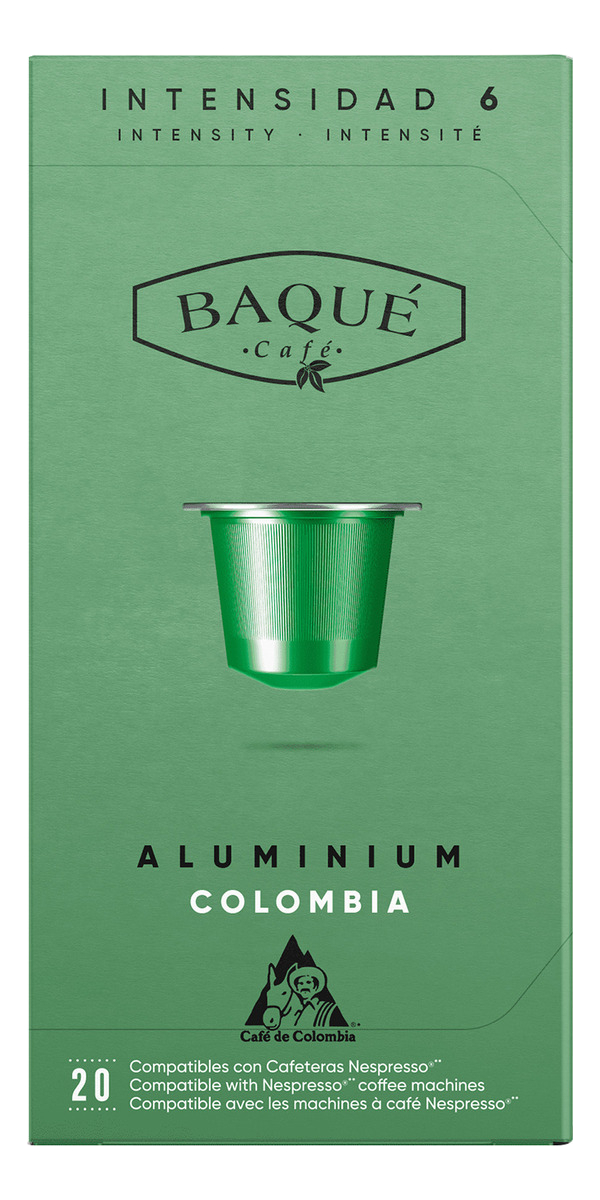 Capsulas Cafe Colombia Para Nespresso Baqué Pack 2 X 20 Uni
