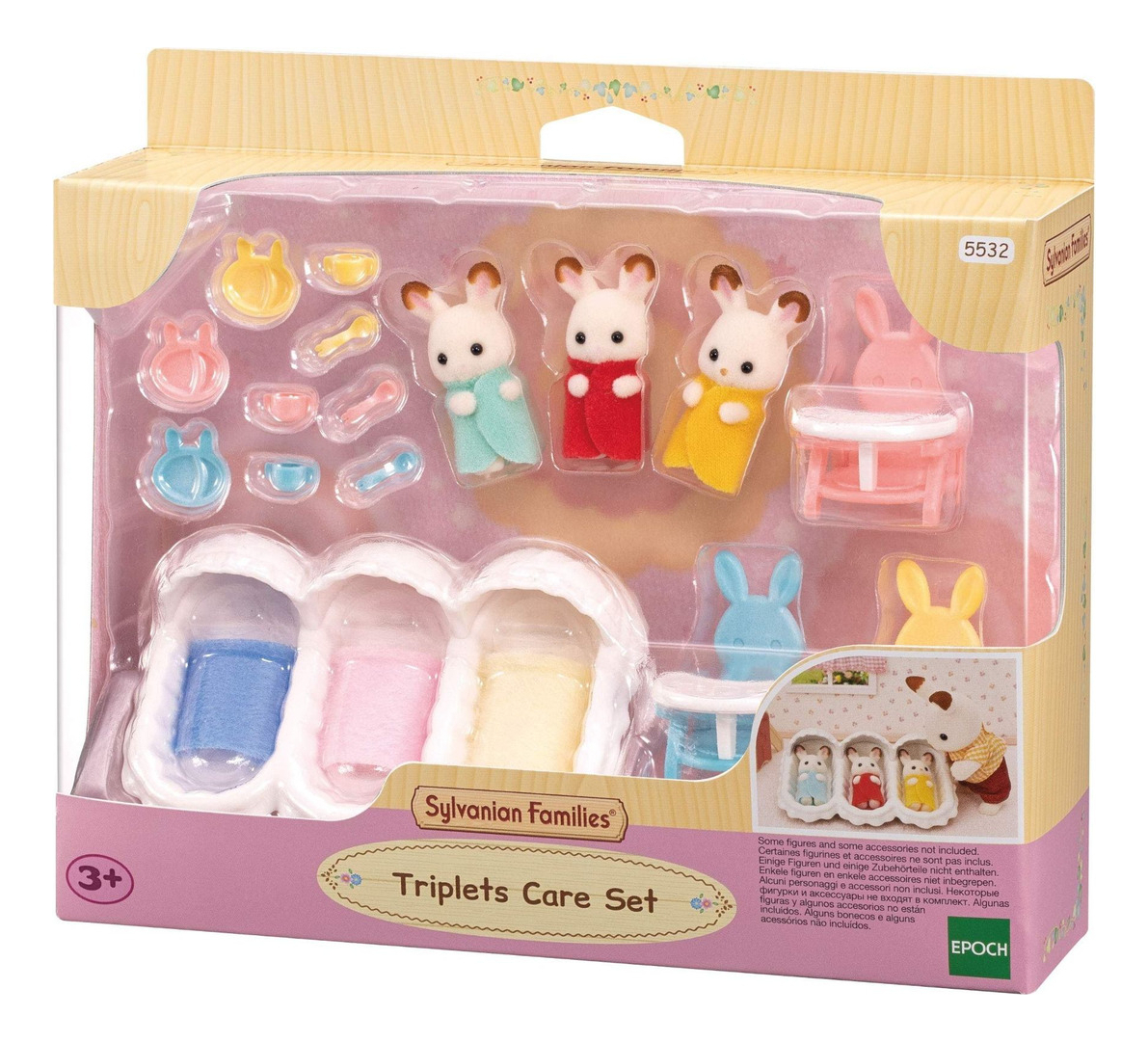 Sylvanian Families Set Trillizos Bebés Cuna Sillas Mantas Tx