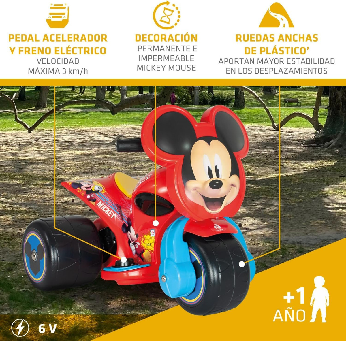 Moto Triciclo Coche Mickey Mouse Bateria Injusa Disney Trex
