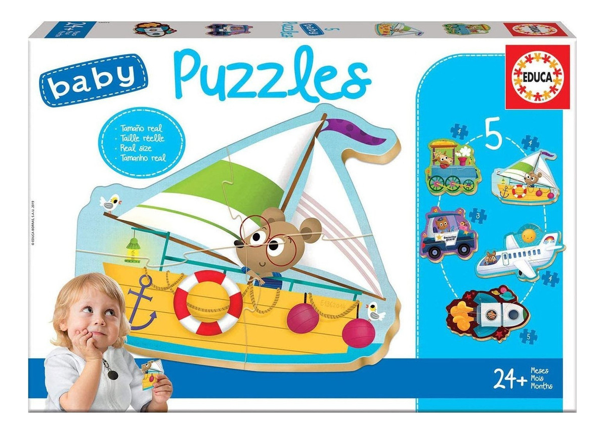 Set Puzzle Barco Avion Rompecabezas Didactico Educa Bebes