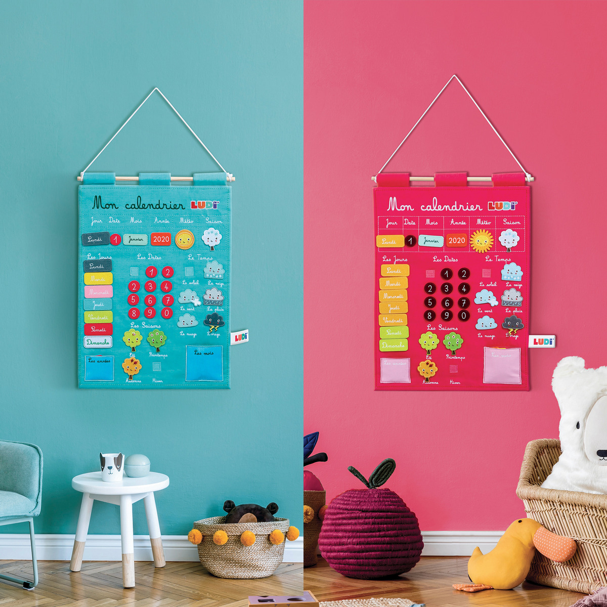 Juego Calendario Infantil Educativo Pared Tela Figuras Ludi