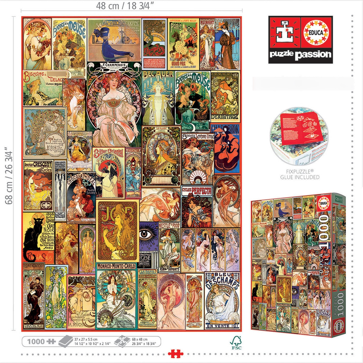 Puzzle Rompecabezas Collage Art Nouveau 1000 Pcs Educa Trex