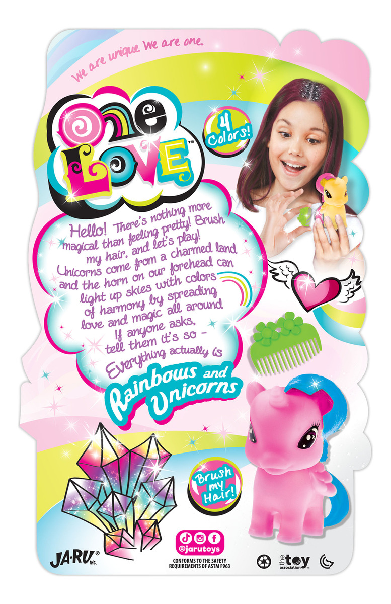 Muñeco Unicornio Mini Pelo + Peine Colores Ja Ru One Love Tx