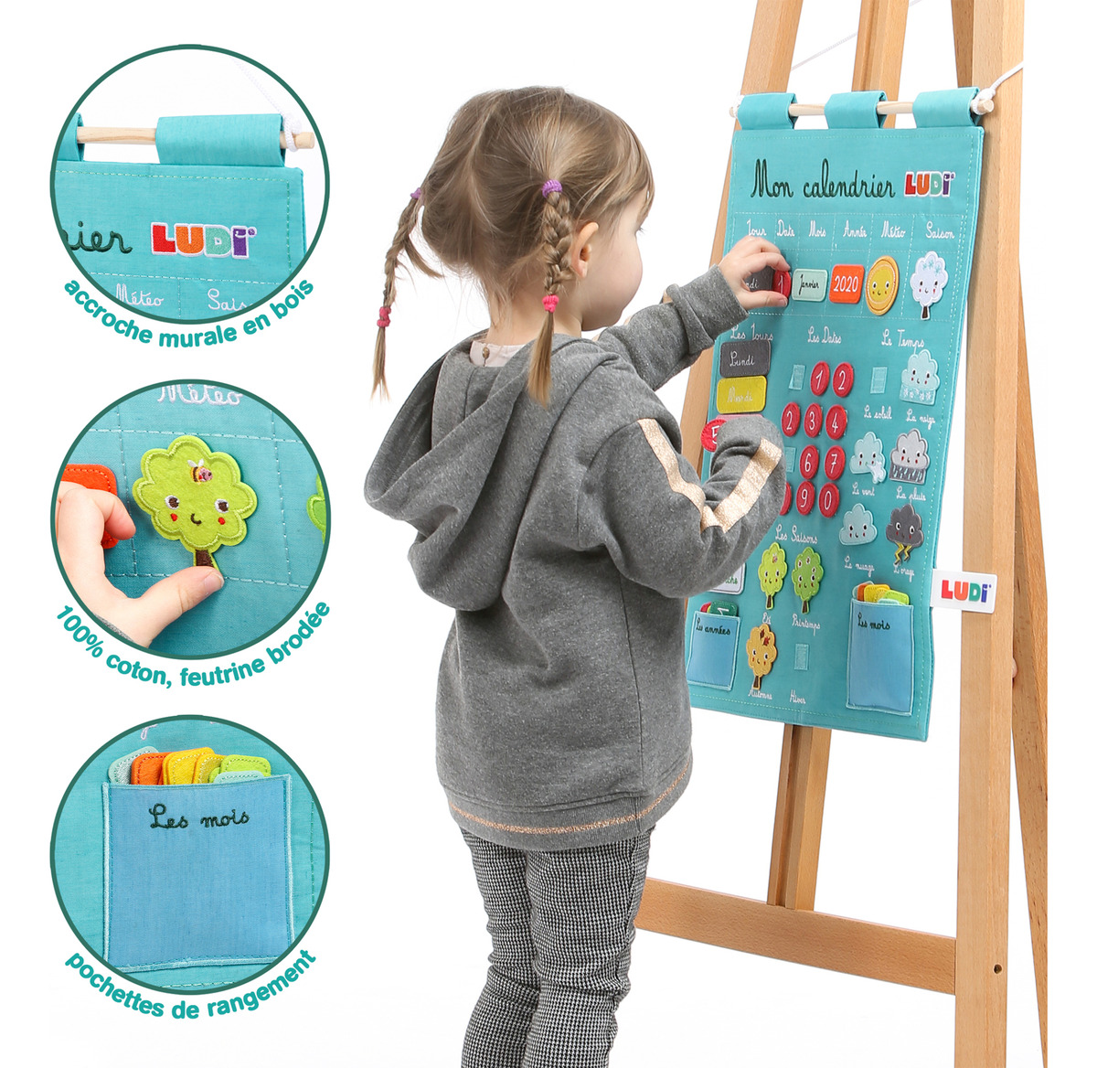 Juego Calendario Infantil Educativo Pared Tela Figuras Ludi