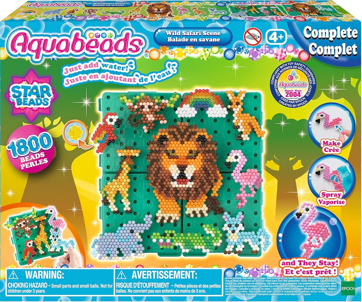 Aquabeads Wild Safari Scene 1800 Perlas Animales Juguetes Tx