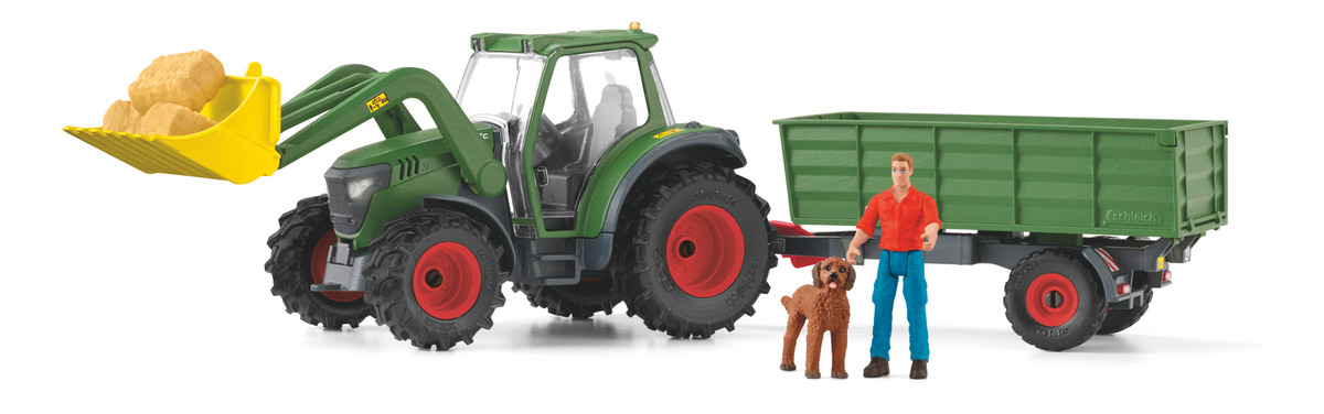 Set Figuras Tractor Con Trailer Granja Animal Schleich Trex