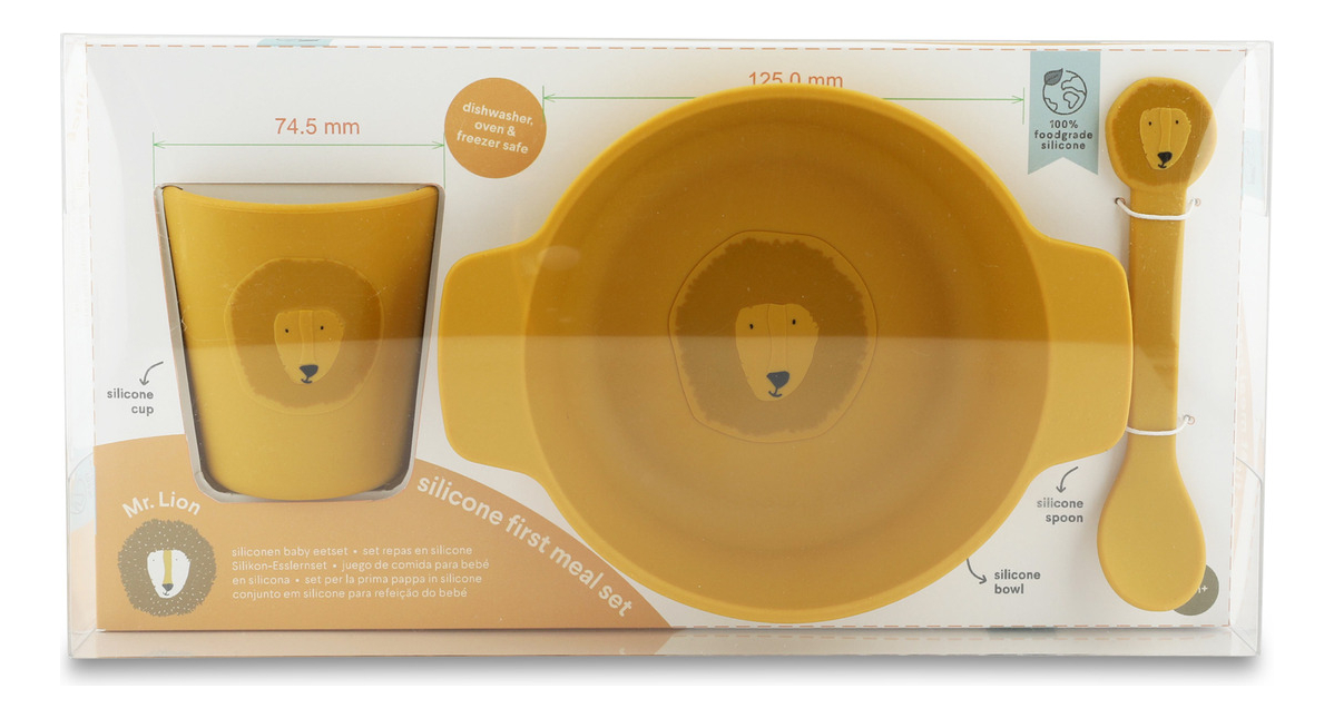 Set Alimentación Bebes Plato Vaso Cucharita Silicona Trixie