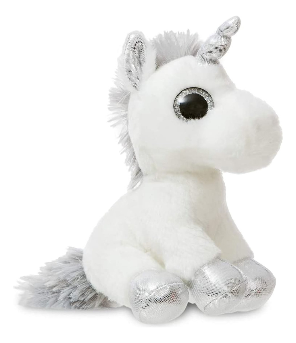 Peluche Unicornio Plateado Aurora Super Felpa Juguete Trex