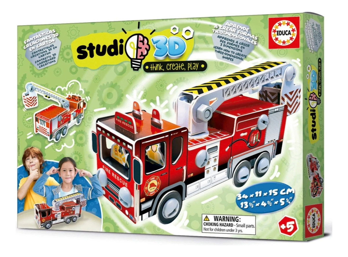 Puzzle Camion De Bomberos 3d Rompecabezas Educa Niños Trex