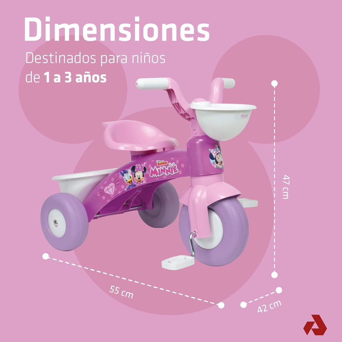 Triciclo Pedales Injusa Minnie Disney Infantil Canasto Trex